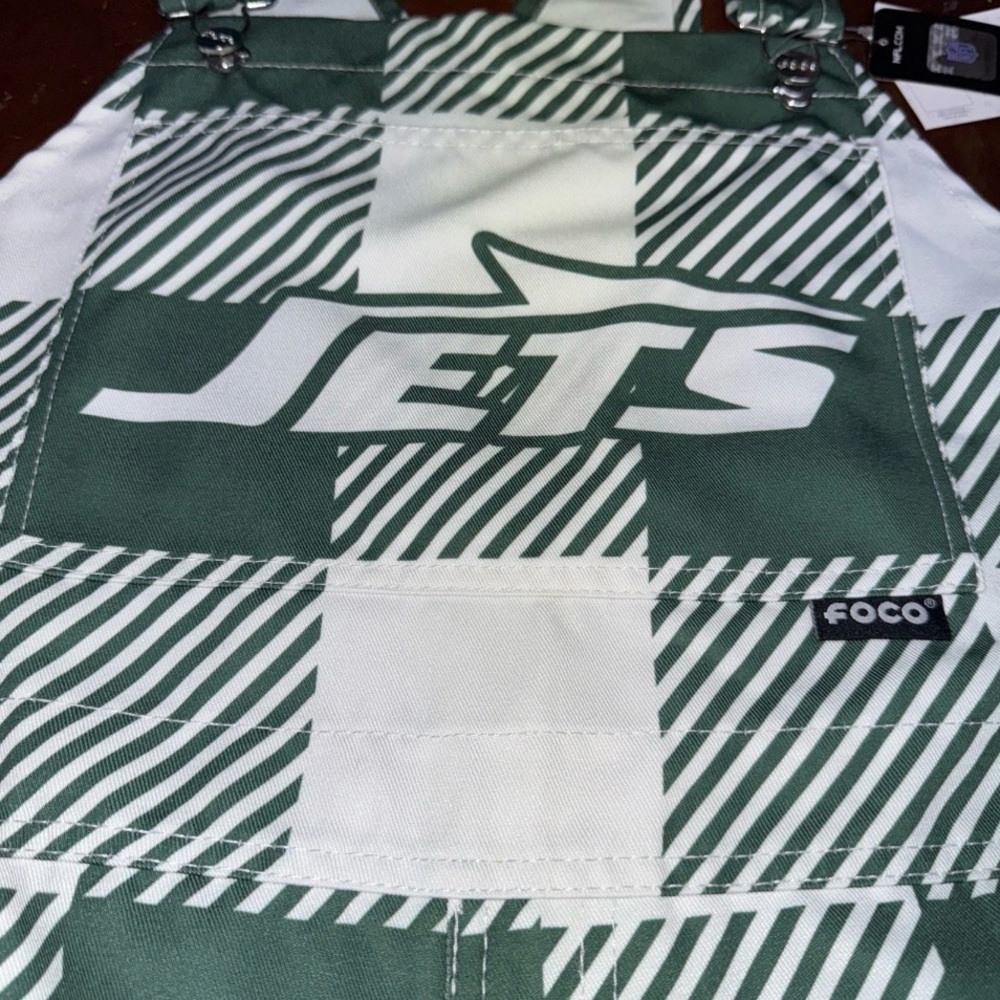 New York Jets Overalls Plaid Bib Men’s Large FOCO NFL Football New With Tags - Picture 2 of 9